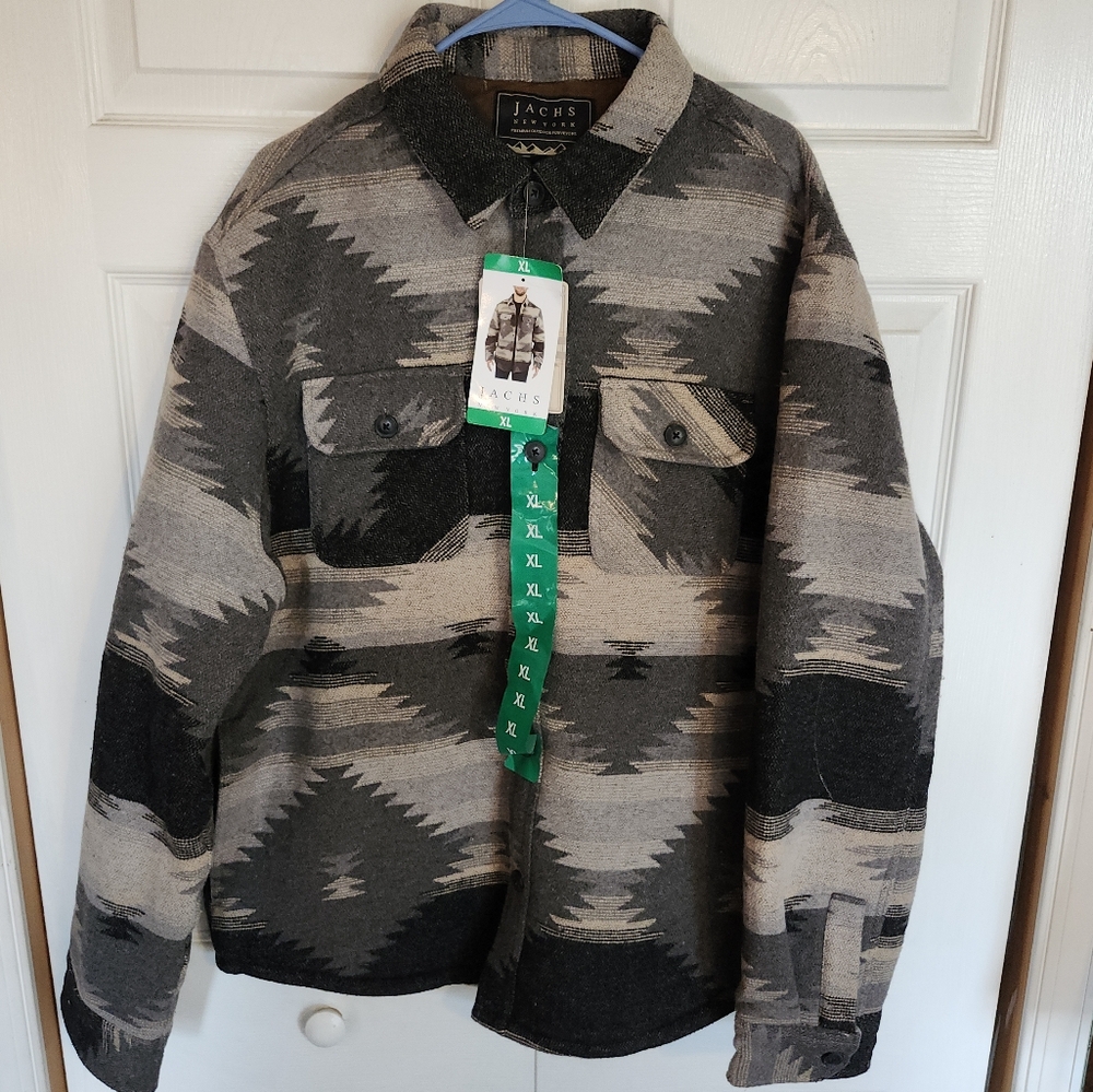 Jachs New York Jacket Wool Blend Sherpa Lined Heavy Aztec Southwestern Mens - XL